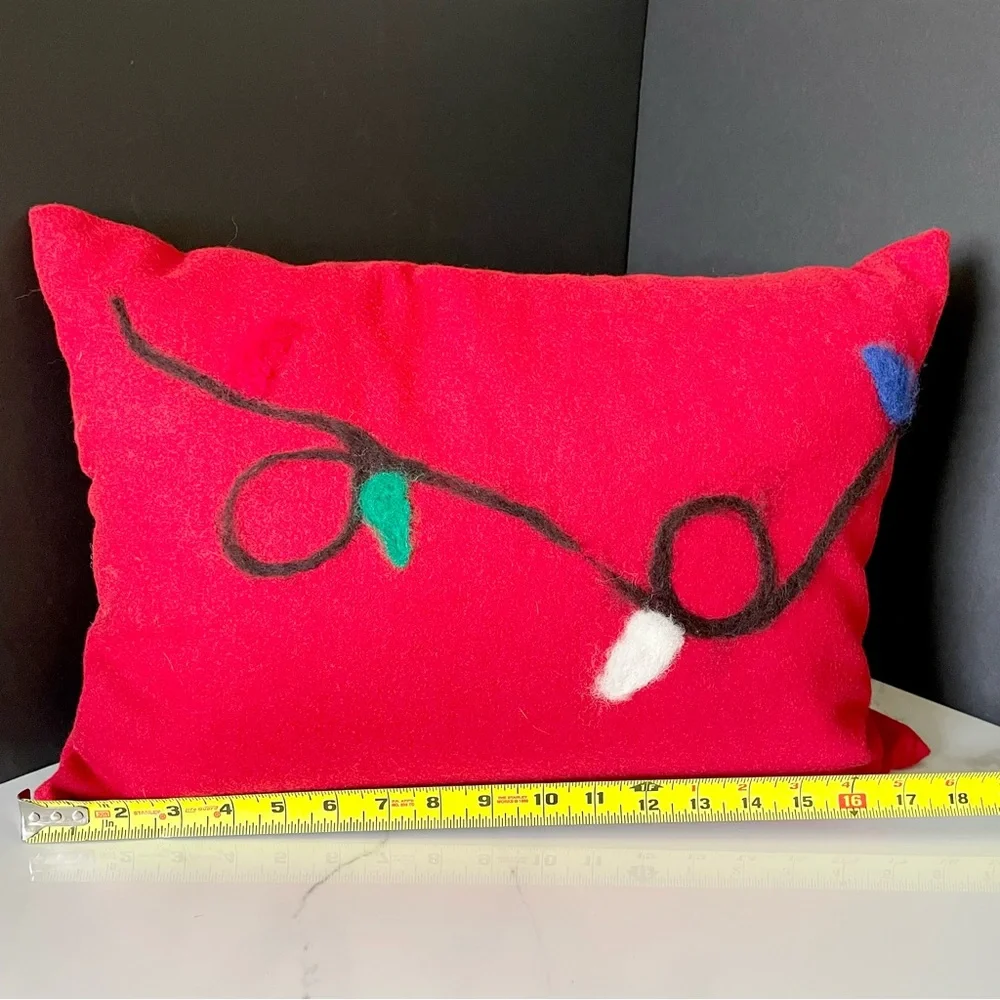 Christmas Lights Wool & Felt Holiday Pillow